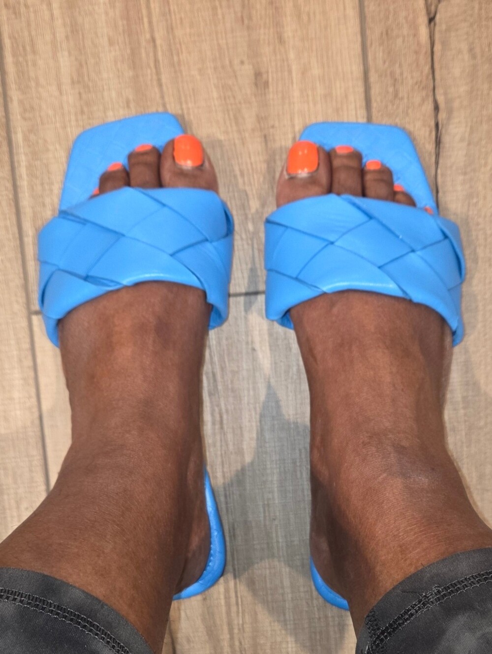 Women’s Blue Woven Slide Sandals